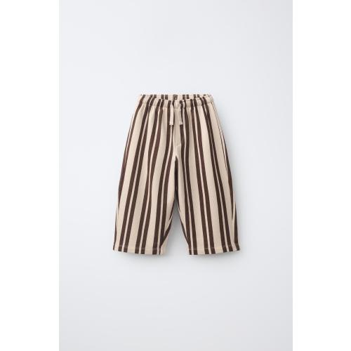 STRIPED BAGGY PLUSH PANTS - Brown | ZARA United States