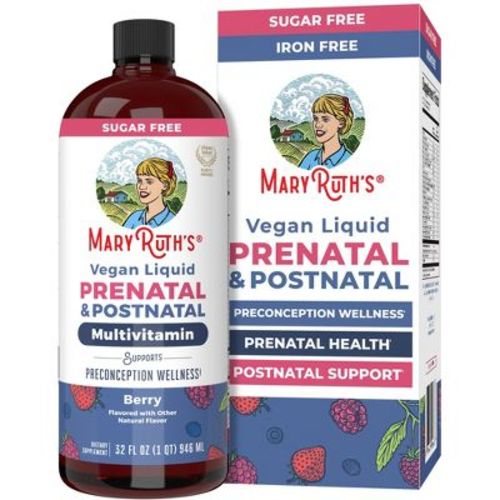 MaryRuth's Prenatal Postnatal Liquid Multivitamin | Pregnancy, Nursing | Sugar Free | Vegan | Non-GMO | Gluten Free | Berry Flavor | 32 Fl Oz