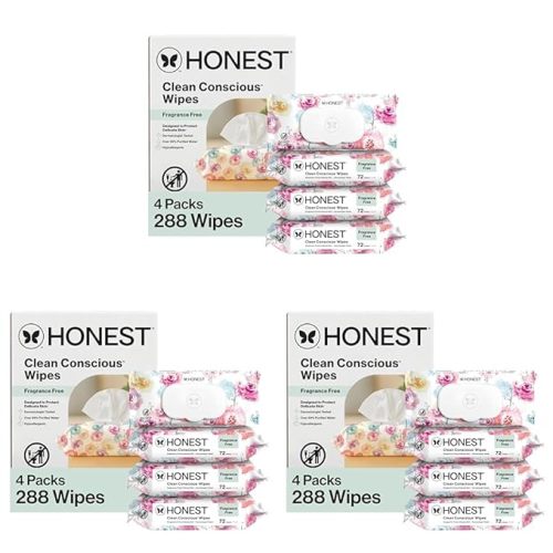The Honest Company Hypoallergenic Multi-Use Baby Wipes for Sensitive Skin, Geo Mood, 288 Count