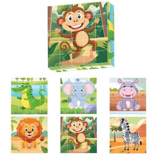 Contixo ST10 Magnetic Building Blocks, 25-Piece Jungle Animal Puzzle Cube, Set of 6 Puzzles in One STEM Learning Toy Gift for Kids Girls Boys Ages 3+