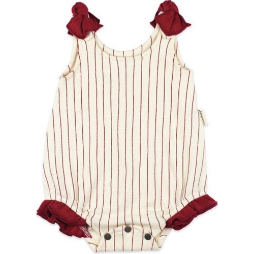 Stripe Ruffle Organic Cotton Bubble Romper, 9-12M
