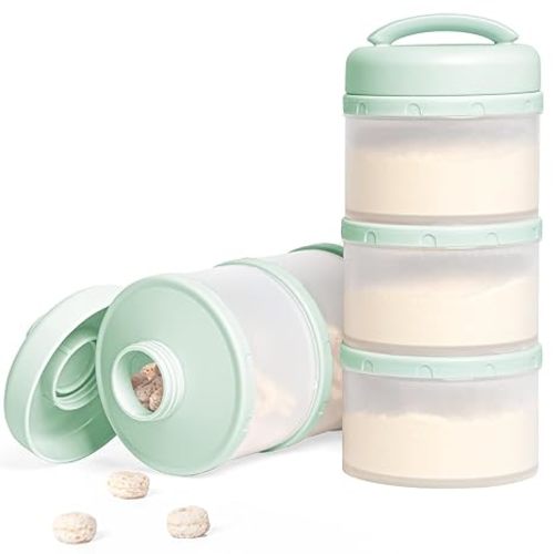 Termichy Stackable Formula Dispenser Portable Milk Powder Container, 2 Pack, Light Green