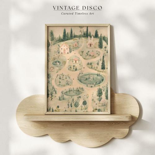 Whimsical Woodland Map Nursery Print: Cottagecore Forest Animals (Digital Download)