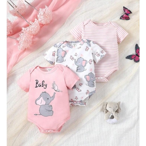 SHEIN Baby Girls' Letter & Cartoon Printed Bodysuit | SHEIN USA