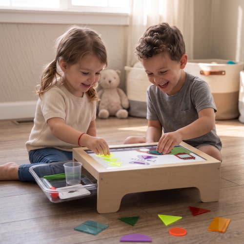 bopoobo Light Table for Kids -Sand Painting Light Box All-in-One Sandbox Alternative with Tracing Light Box, 10 Dimming Levels & 50+ Pieces(USB)