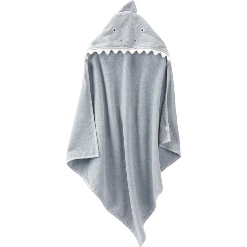 Little Planet by Carter's Unisex-Baby Organic Cotton Towel, Shark/Galaxy Grey, OSZ