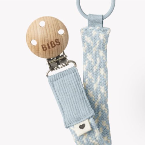 Braided Pacifier Clip Baby Blue & Ivory | bibsworld.com – Bibsworld store US