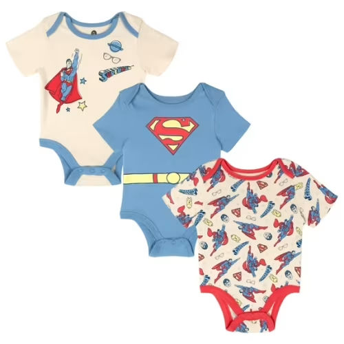 DC Comics Justice League Superman 3 Pack Bodysuits Newborn to Infant