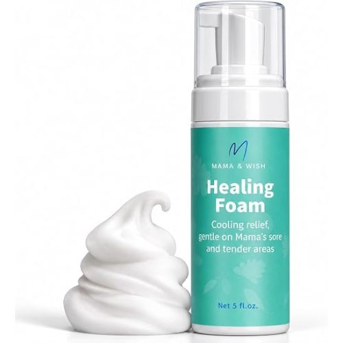 Mama & Wish Witch Hazel Perineal Healing Foam - Postpartum Essentials - Medicated Postpartum Spray for Perineal Relief - Postpartum Care and Recovery, Hemorrhoid Perineal Spray, After Birth Essentials (5 Fl Oz (Pack of 1))