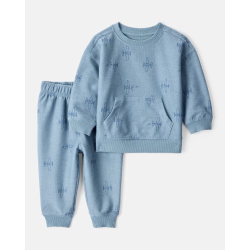 Baby Boy Airplane French Terry Long-Sleeve Tee & Pant Set - Blue - Carter's | Carter's