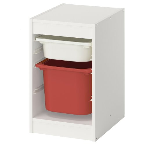 TROFAST Storage combination with boxes - white/red 13 3/8x17 3/8x22 "