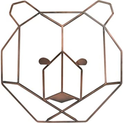 NoJo - Metallic Copper Wire Shaped Bear Head Wall Art, Nursery Wall Art, Kid Room Décor, Playroom Art, 10 inch x 10 inch