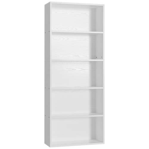 IRONCK 5-Shelf Bookcase, Free Standing Wood Bookshelf for Home Office, White