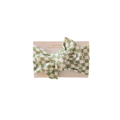 Green checker flower | Classic Headband
