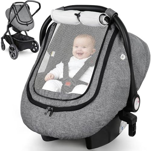 Rquite Car Seat Cover Baby, Infant Carseat Canopy for Winter Cold Weather