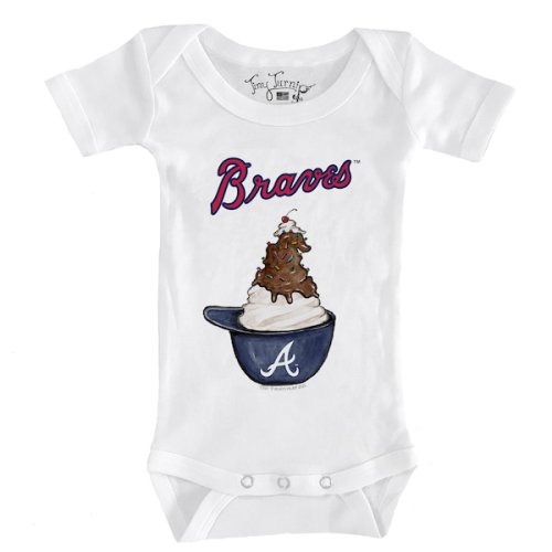 Infant Atlanta Braves Tiny Turnip White Sundae Helmet Bodysuit