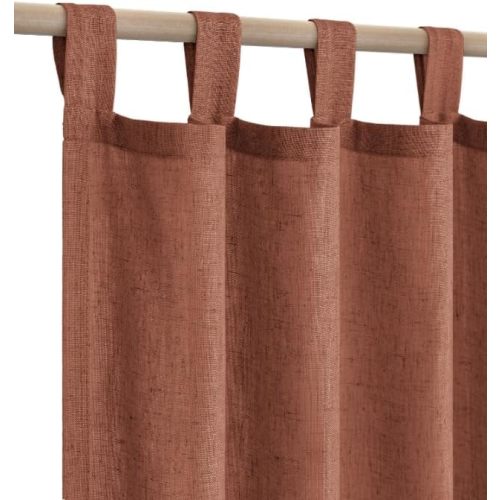 KOUFALL Terracotta Boho Curtains for Bedroom,2 Panels Sheer Rust Colored Rustic Farmhouse Tab Top Linen Western Curtains for Living Room 84 Inches Long