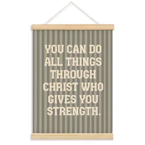 YZSLA Kids Room Decor,Christian Wall Art Decor,Bible Verses Canvas Hanger | Grey Striped Religious Scripture Wall Hanging for Home Bedroom Living Room Classroom,12x16 Inches