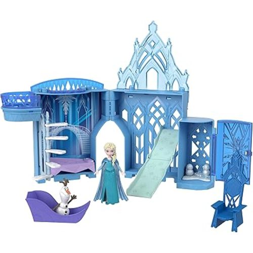 Mattel Disney Princess Toys, Storytime Stackers Elsa Ice Palace, Stackable Castle Doll House with Small Doll & 8 Pieces, Inspired by The Disney Frozen Movies