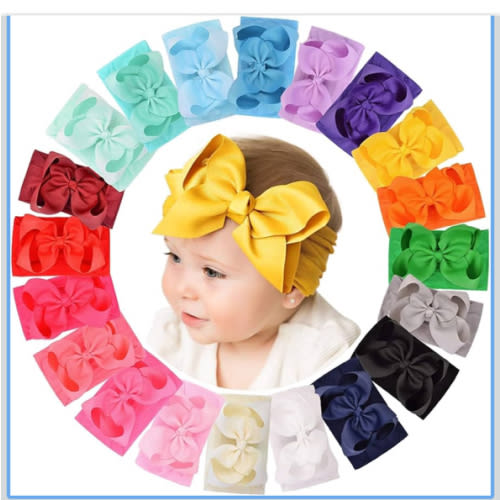 doboi 20pcs Baby Girls Bows Headbands Nylon Hairbands Ribbon Bow Elastic Hair Accessories for Newborns Infants Toddlers and Kids
