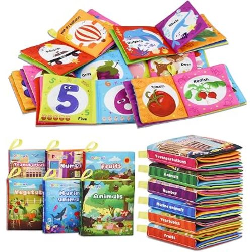 6 Pack Soft Books, Cloth Book, Bath Book, Baby Book, Crinkle Book