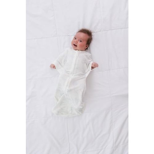 The Butterfly Swaddle: Safe Organic Newborn Baby Sleep Sack & Wrap Blanket | Natural Transitional Accessory for Calming Sleep Support (Blue Safari, Med/Large)