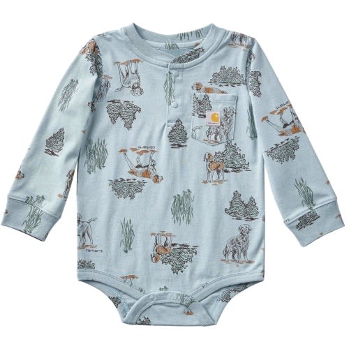 Boys' Long Sleeve Printed Henley Bodysuit (Baby)