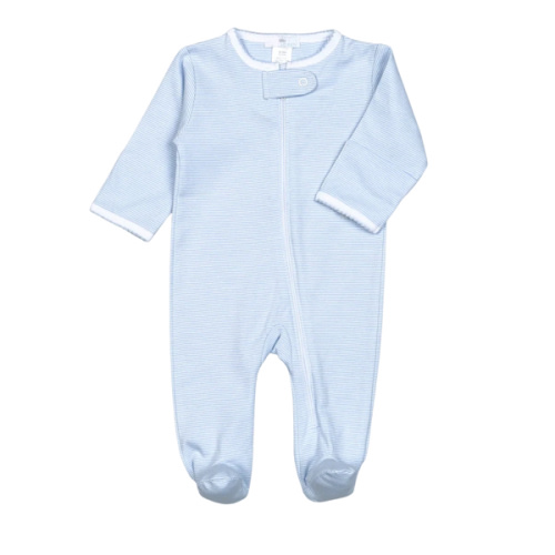 Blue Stripes Zipper Footie