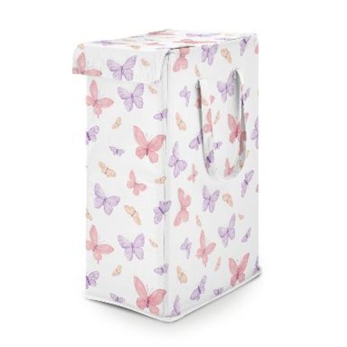 Sweet Jojo Designs Girl Foldable Laundry Hamper with Handles Butterfly Pink and Purple