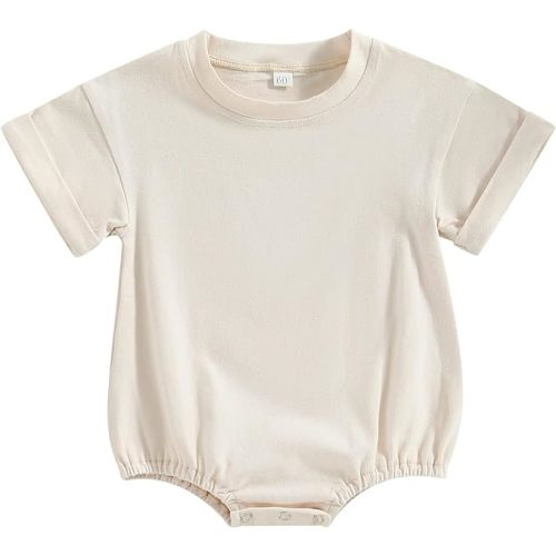Unisex Baby Boy Girl Clothes Infant Summer Oversized Bubble Romper Toddler Baby Plain Short Sleeve Jumpsuit