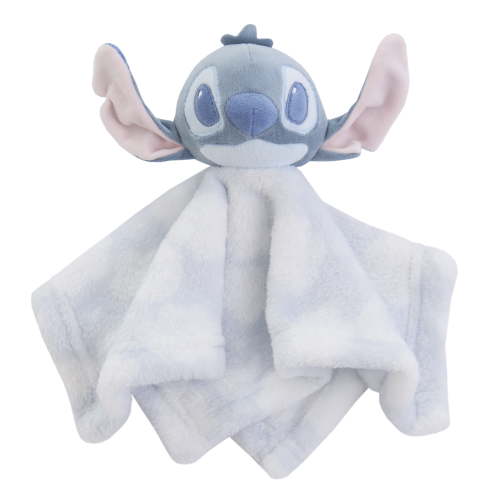 Disney Stitch Plush Security Blanket for Infants, Unisex, Blue and White