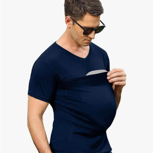 Mens Dad Shirts Baby Carrier Shirt Short Sleeve Skin to Skin New Dad Gifts T-Shirt with Pocket