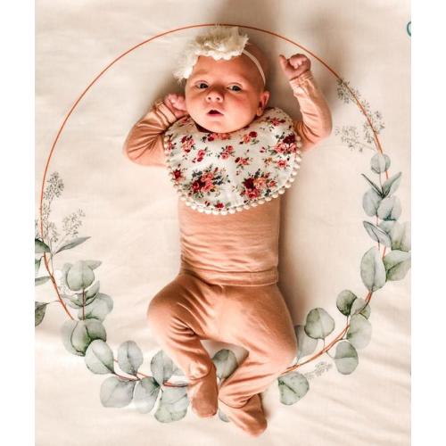 Personalized Eucalyptus-Milestone Baby Blanket Personalized Swaddle Blanket Baby Girl Receiving Blanket Monogram Baby Blanket