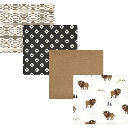 Hudson Baby Unisex Baby Cotton Poly Flannel Receiving Blankets, Wild Buffalo, One Size
