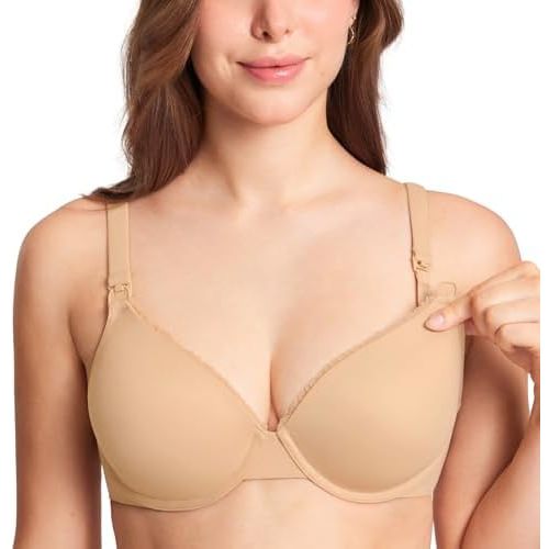 Gratlin Women's Underwire Nursing Bras Support Full Coverage Lightly Padded Maternity Bra for Breastfeeding