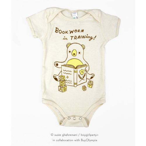 Organic Baby bodysuit — Librarian baby gift — book worm baby shower gift — bookish literary baby clothes — gender neutral baby clothes