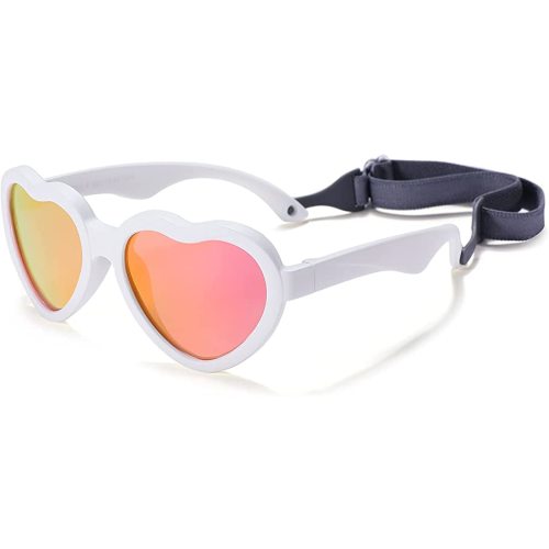 COASION Baby's First Sunglasses with Strap, Unbreakable Polarized Newborn Infant Heart Sunglasses for Ages 0-24 Months