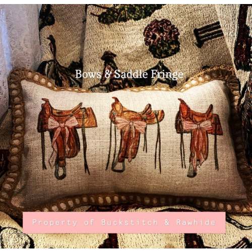 Bows & Saddle Fringe Long Pillow Case | Buckstitch & Rawhide