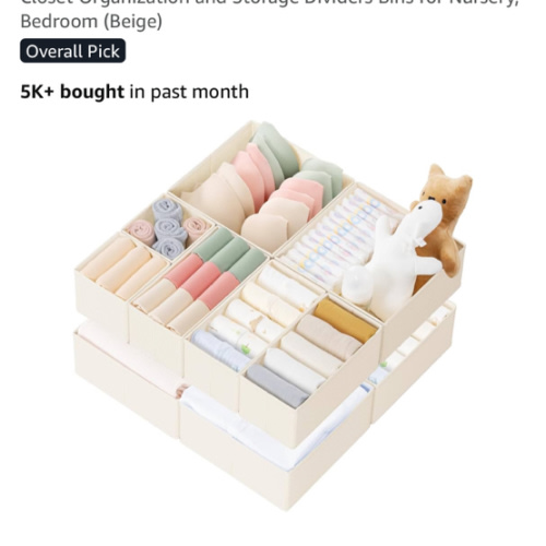 Criusia Drawer Organizer Clothes, 10 Pack Dresser Organizer for Baby Clothes, Underwear, Sock- Foldable Closet Organization and Storage Dividers Bins for Nursery, Bedroom (Beige)