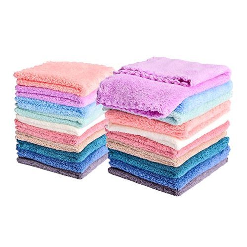 Kyapoo 20 Pack Baby Washcloths Microfiber Coral Fleece Extra Absorbent and Soft for Newborns, Infants and Toddlers