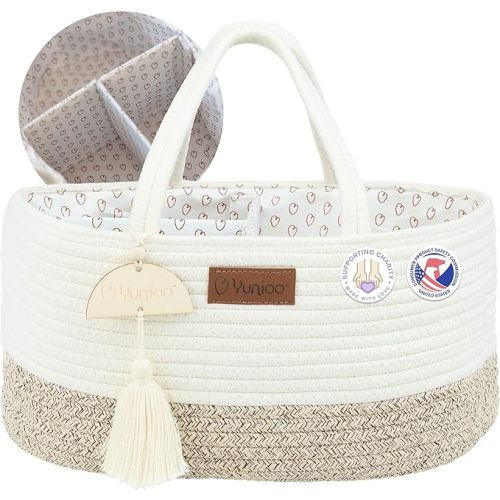 Baby Diaper Caddy Organizer, Portable Nursery Storage Basket with Sturdy Handle Diaper Caddy Basket, Car Caddy for Diapers and Baby Wipes, Newborn Essentials