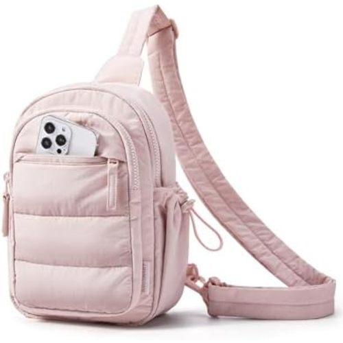 BAGSMART Small Sling Bag for Women, Puffer Crossbody Bag Purses Hobo Handbag Fanny Packs for Travel Hiking