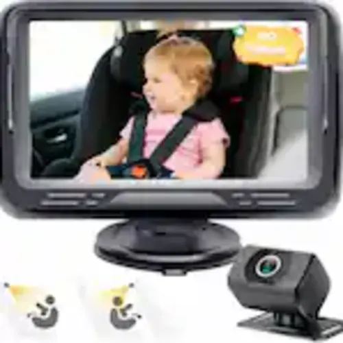 Rexing - BC500 In-Car Baby Cam with Monitor – HD 1080p & Infrared Night Vision - Black