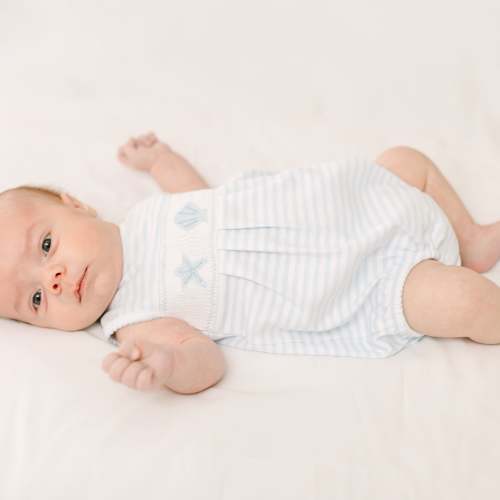 Coastal Treasures Smocked Bubble - Light Blue
