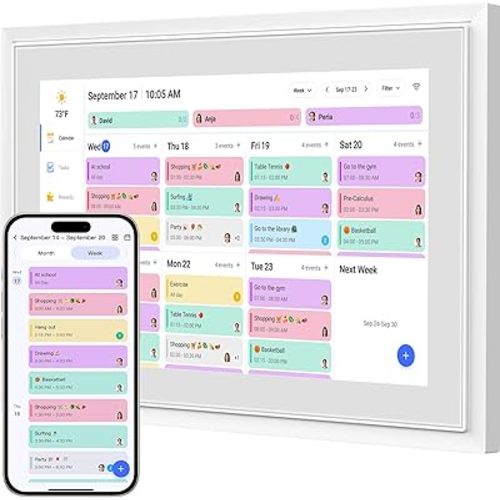 Digital Calendar,10.1 Inch Smart Electronic Calendar Family Planner,IPS HD Touch Screen Home Interactive with WiFi App Control,AI Meal Schedule, Duty Chart,Achievement Rewards-Share Photos,Videos and Sound Reminder,Gifts for Women Men Mom Dad,Desk Calenda