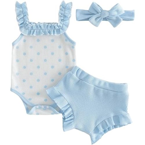 Lucikamy Newborn Baby Girl Clothes Floral Sleeveless Romper Bodysuit + Ruffle Bloomers Shorts Infant Summer Outfits Set