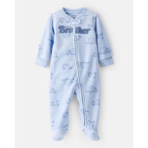 Baby Boy Firetruck Print Loose Fit Long-Sleeve Sleep & Play Pajamas - Blue - Carter's | Carter's