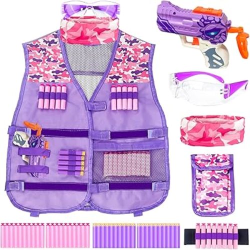 Kids Tactical Vest Kit for Nerf-Tactical Guns Vest Set for Girls Toys Gifts 8-12 Years Old -Easter Basket Stuffers Gifts for 6-10 Year Old Girls