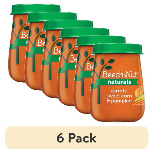 (6 pack) Beech-Nut Naturals Stage 2 Baby Food, Carrots Sweet Corn & Pumpkin, 4 oz Jar