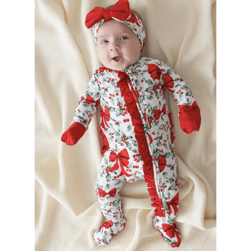 Posh Peanut Footie Ruffled Zippered One Piece